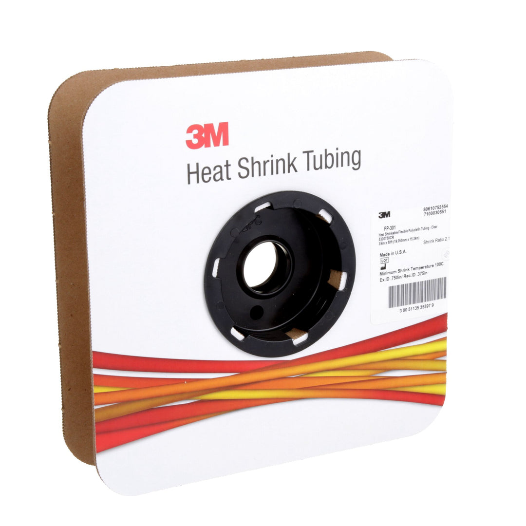3M Heat Shrink Thin-Wall Tubing FP-301-3/4-Clear, 50 ft length spool
