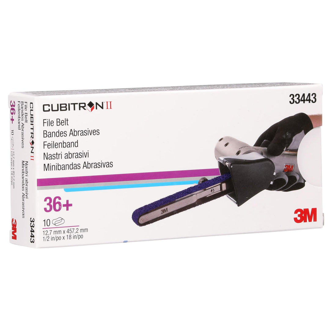 3M Cubitron II File Belt, 33443, 36+, 1/2 in x 18 in (12.7 mm x 457.2
mm)