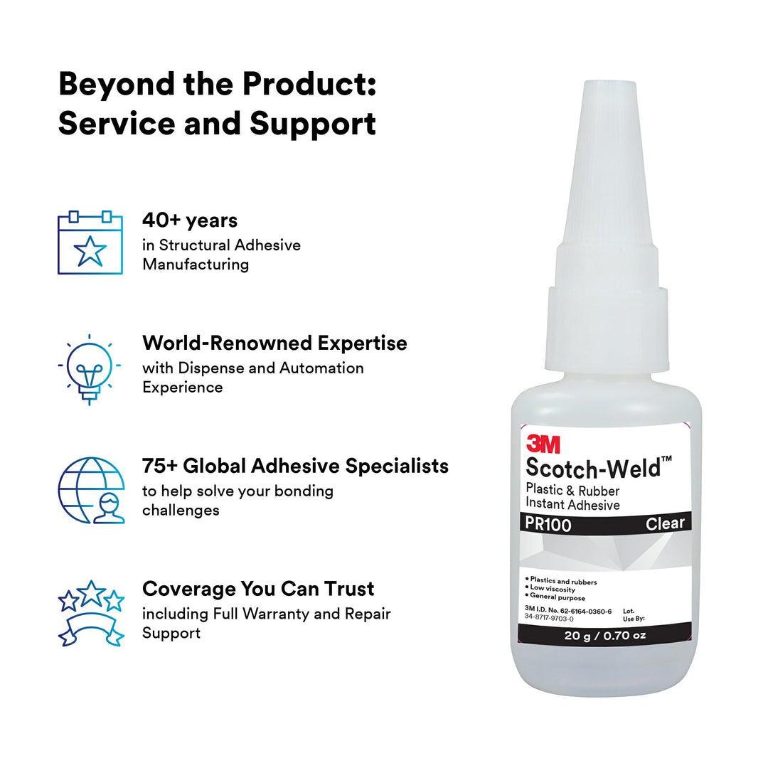 3M Scotch-Weld Plastic & Rubber Instant Adhesive PR100, Clear, 20Gram