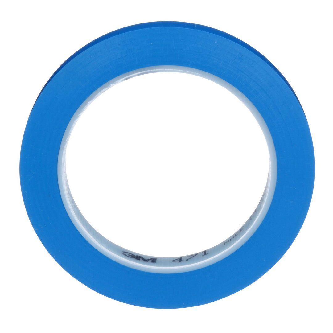 3M Vinyl Tape 471, Blue, 1/2 in x 36 yd, 5.2 mil, 72 Roll/Case