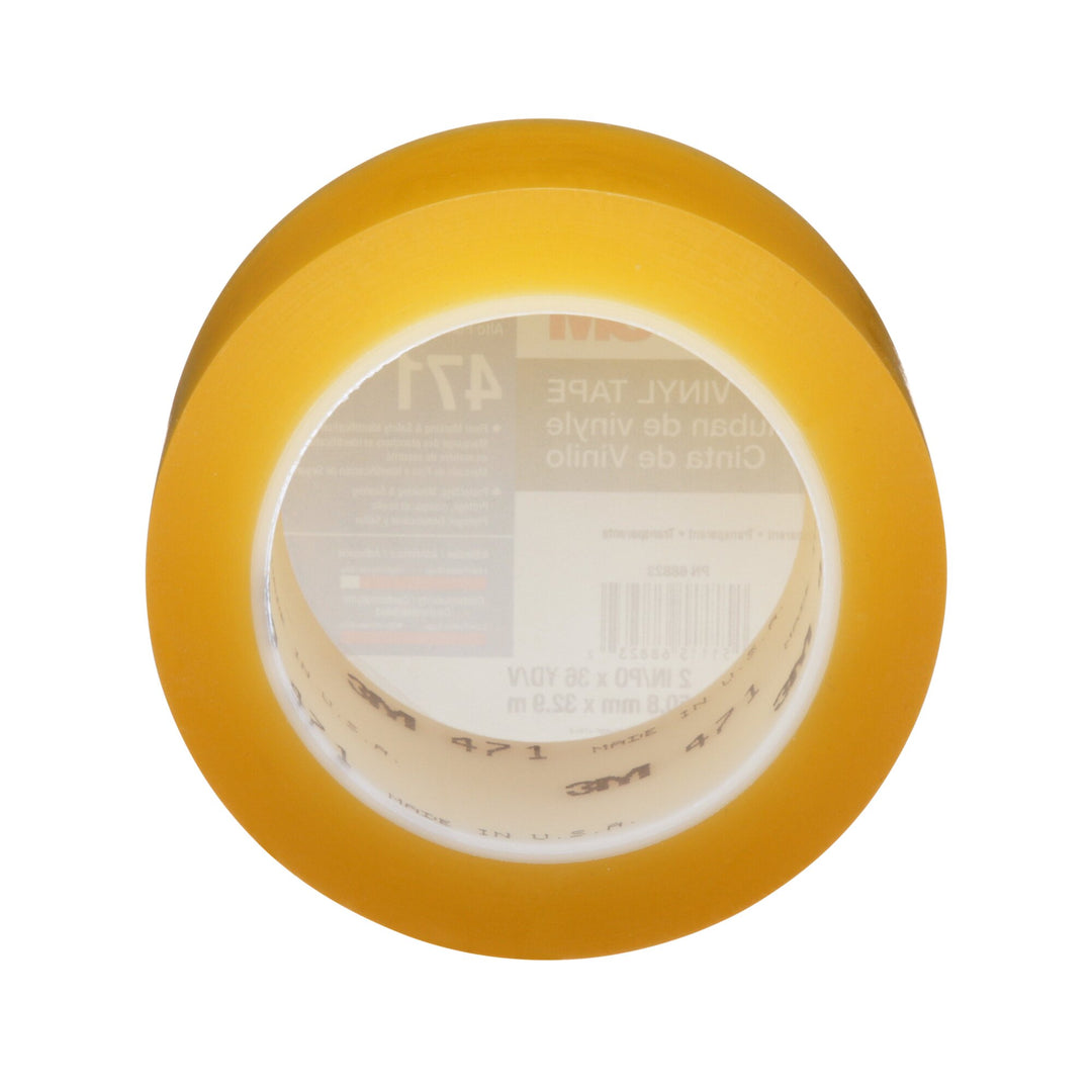 3M Vinyl Tape 471, Transparent, 2 in x 36 yd, 5.2 mil, 24 Roll/Case