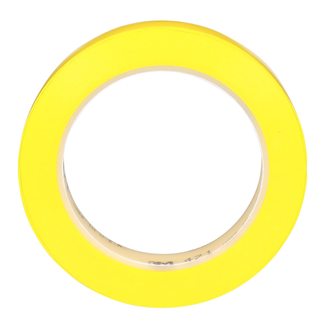 3M Vinyl Tape 471, Yellow, 3/4 in x 36 yd, 5.2 mil, 48 Roll/Case