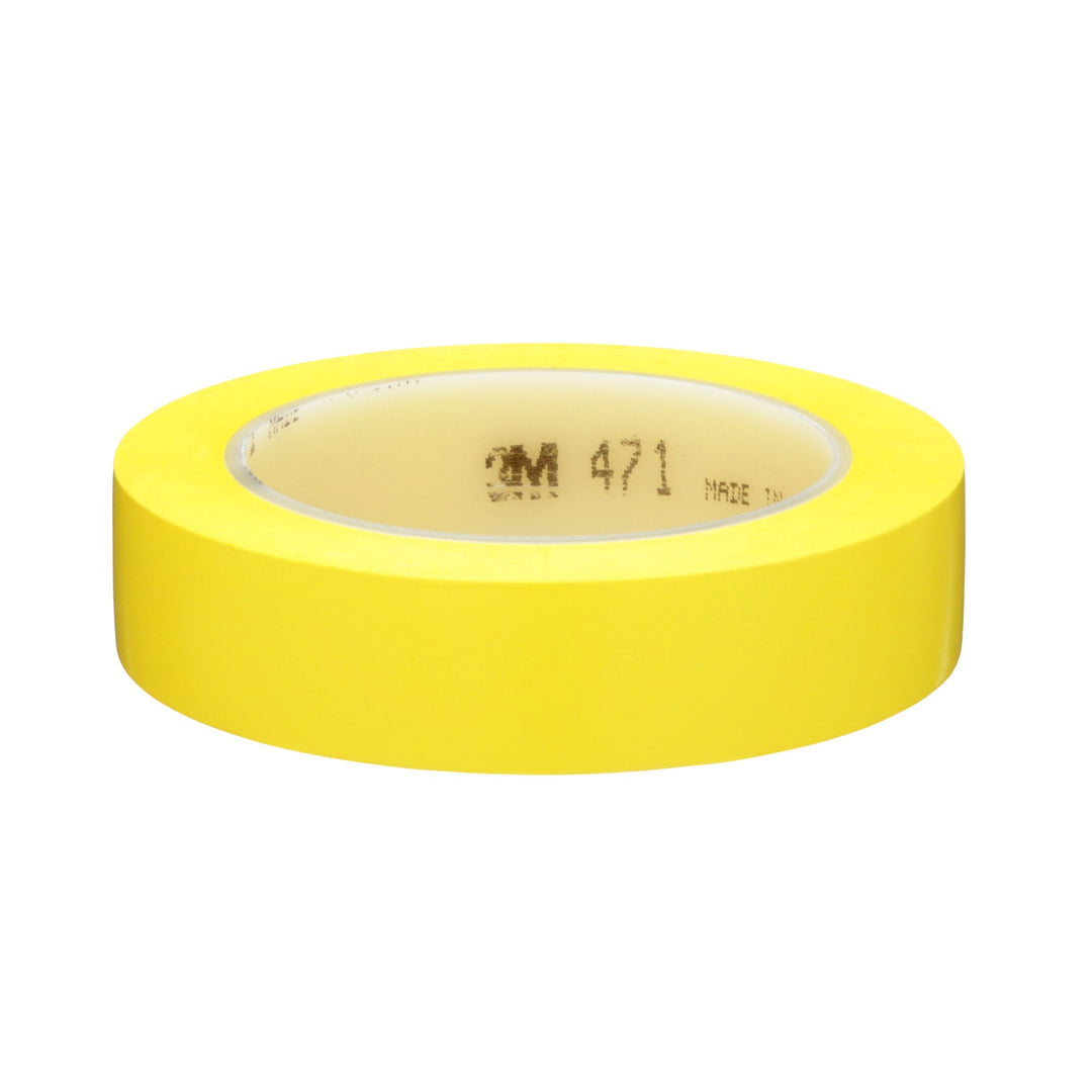 3M Vinyl Tape 471, Yellow, 1 in x 36 yd, 5.2 mil, 36 Roll/Case