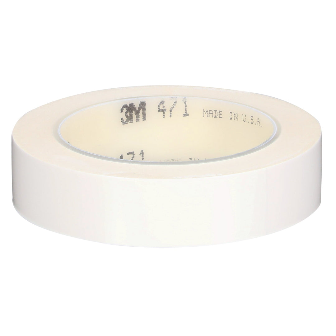 3M Vinyl Tape 471, White, 1 in x 36 yd, 5.2 mil, 36 Roll/Case
