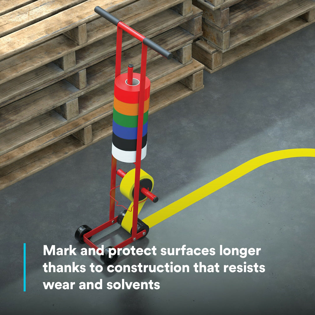 3M Vinyl Tape 471, Yellow, 1/4 in x 36 yd, 5.2 mil, 144 rolls per case