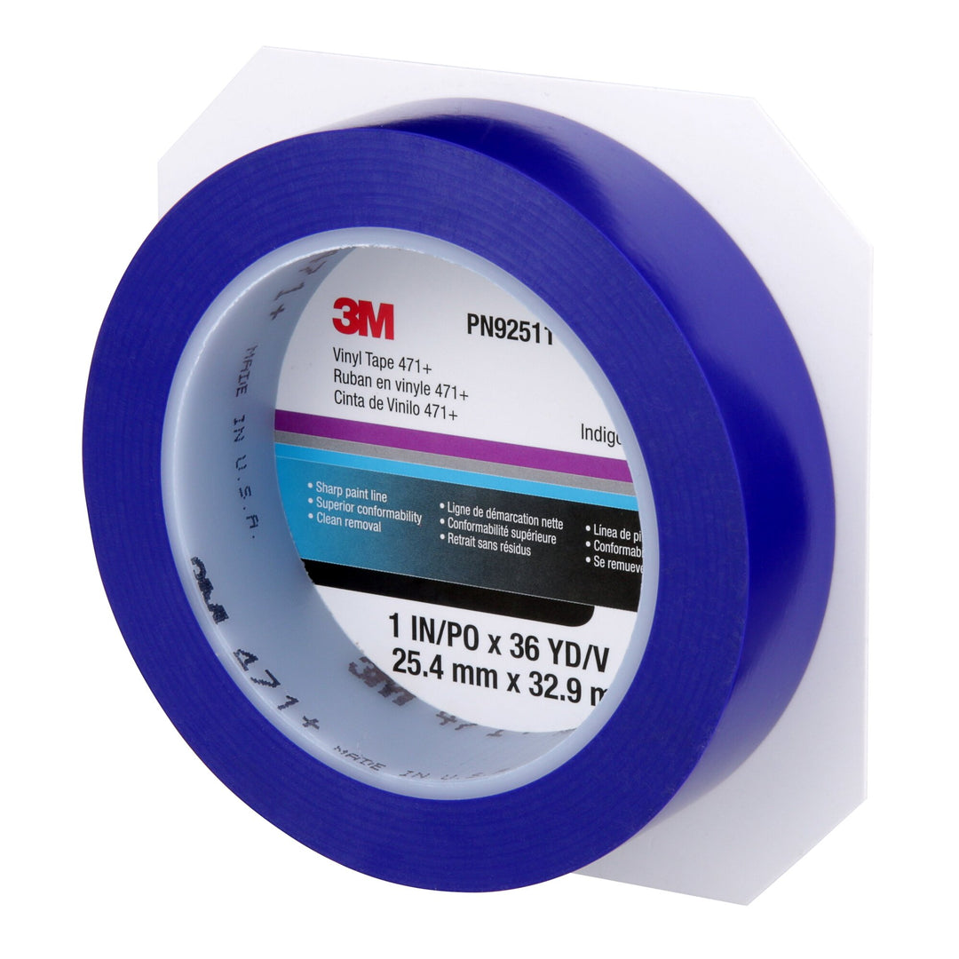3M Vinyl Tape 471+, Indigo, 1 in x 36 yd, 5.3 mil, 36 rolls per case,PN2511