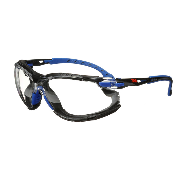 3M Solus Safety Glasses 1000-Series S1101SGAF-KT, Kit, Foam, Strap,Black/Blue