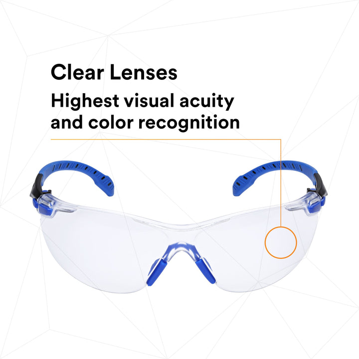 3M Solus Safety Glasses 1000-Series S1101SGAF-KT, Kit, Foam, Strap,Black/Blue