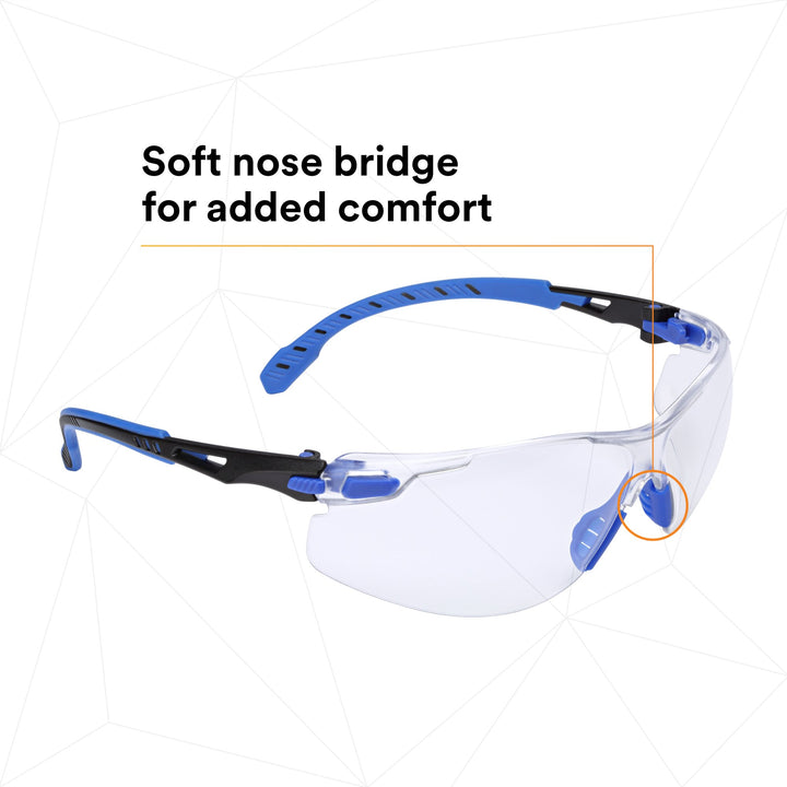 3M Solus Safety Glasses 1000-Series S1101SGAF-KT, Kit, Foam, Strap,Black/Blue