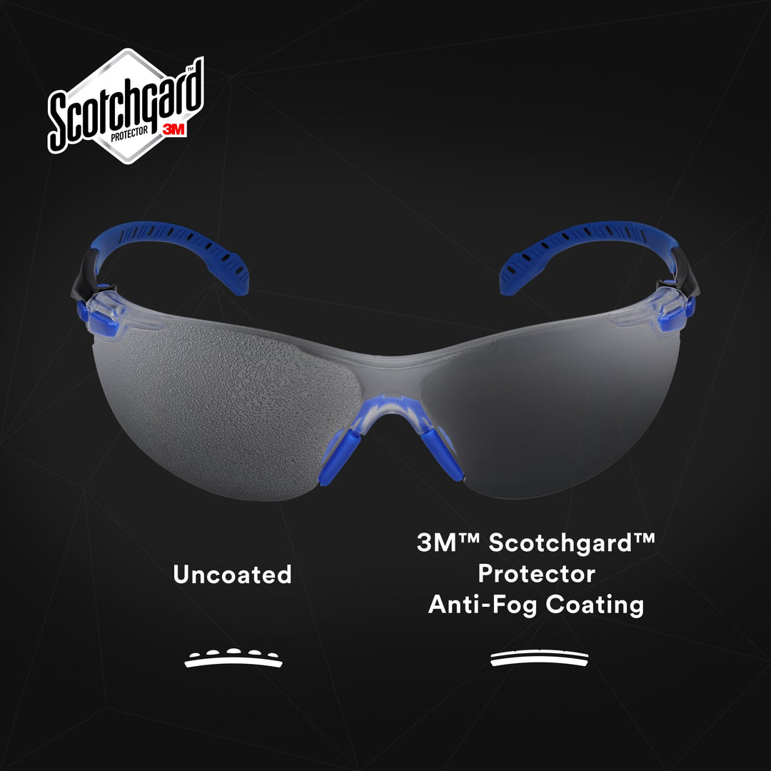 3M Solus Safety Glasses 1000-Series S1101SGAF-KT, Kit, Foam, Strap,Black/Blue