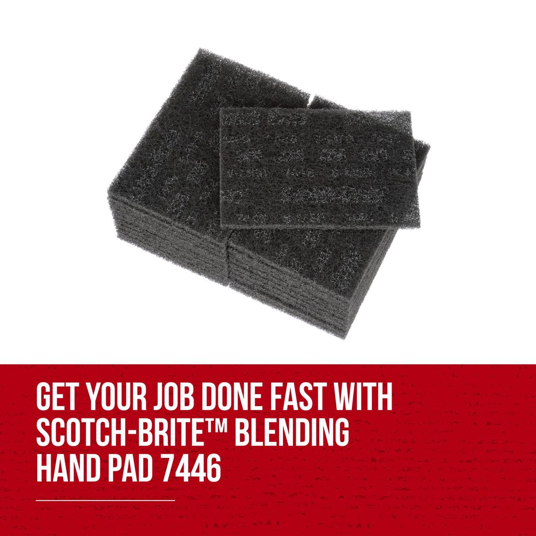 Scotch-Brite Blending Hand Pad 7446, HP-HP, SiC Medium, Gray, 6 in x 9 in