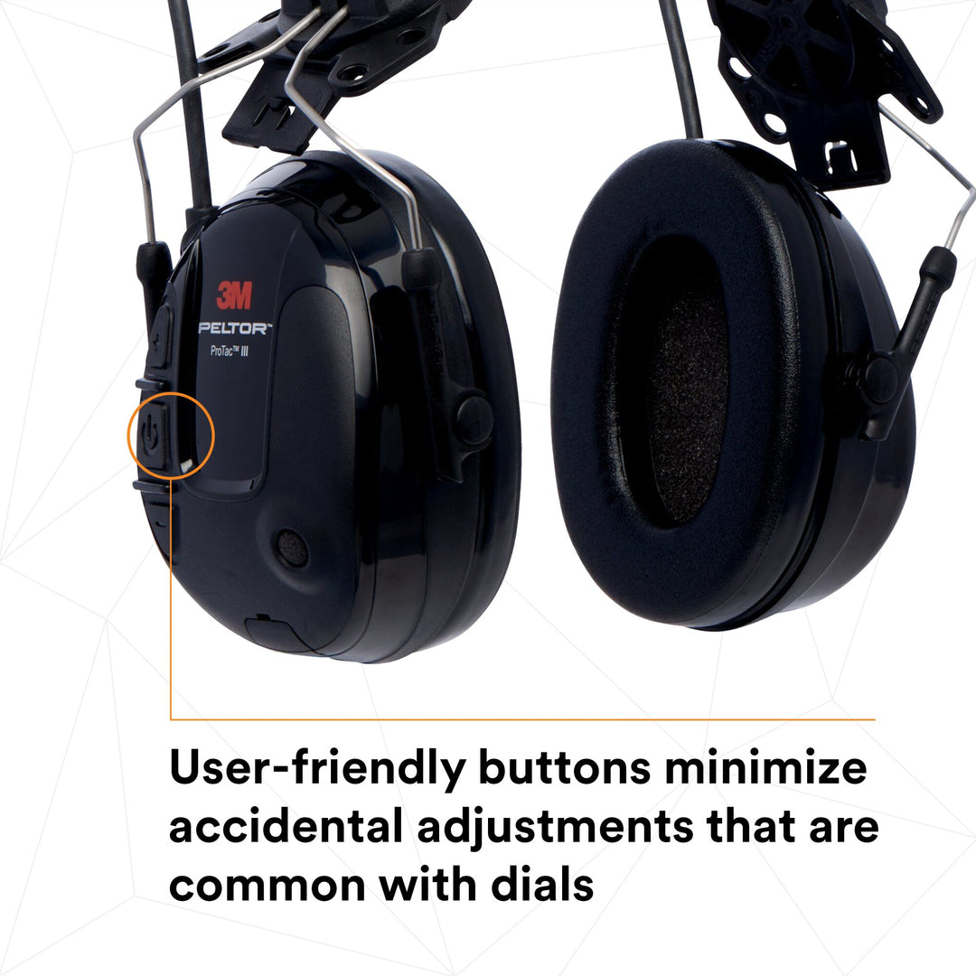 3M PELTOR ProTac III MT13H220P3E, Slim Headset, Black, Helmet Attached
