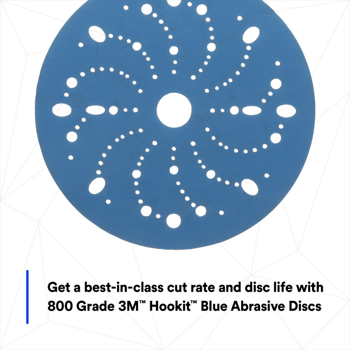 3M Hookit Blue Abrasive Disc 321U Multi-hole, 36184, 6 in, 800