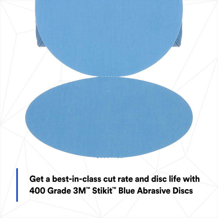 3M Stikit Blue Abrasive Disc Roll, 36211, 6 in, 400 grade, 100 discs
per roll