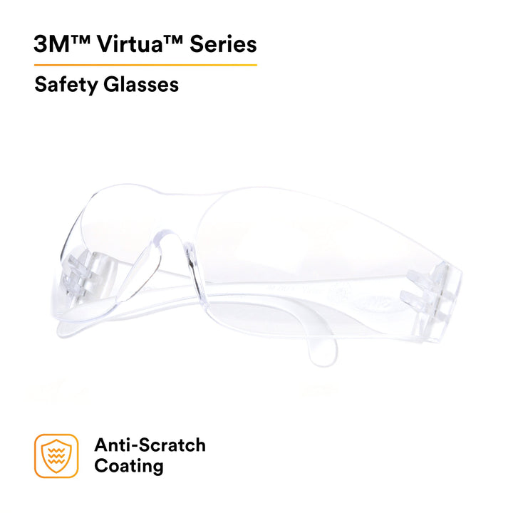 3M Virtua Protective Eyewear 11326-00000-20 Clear Temples Clear HardCoat Lens