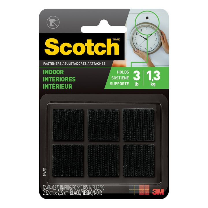 Scotch Indoor Fasteners, RF4721, 7/8 in x 7/8 in (2,22 cm x 2,22 cm),Black