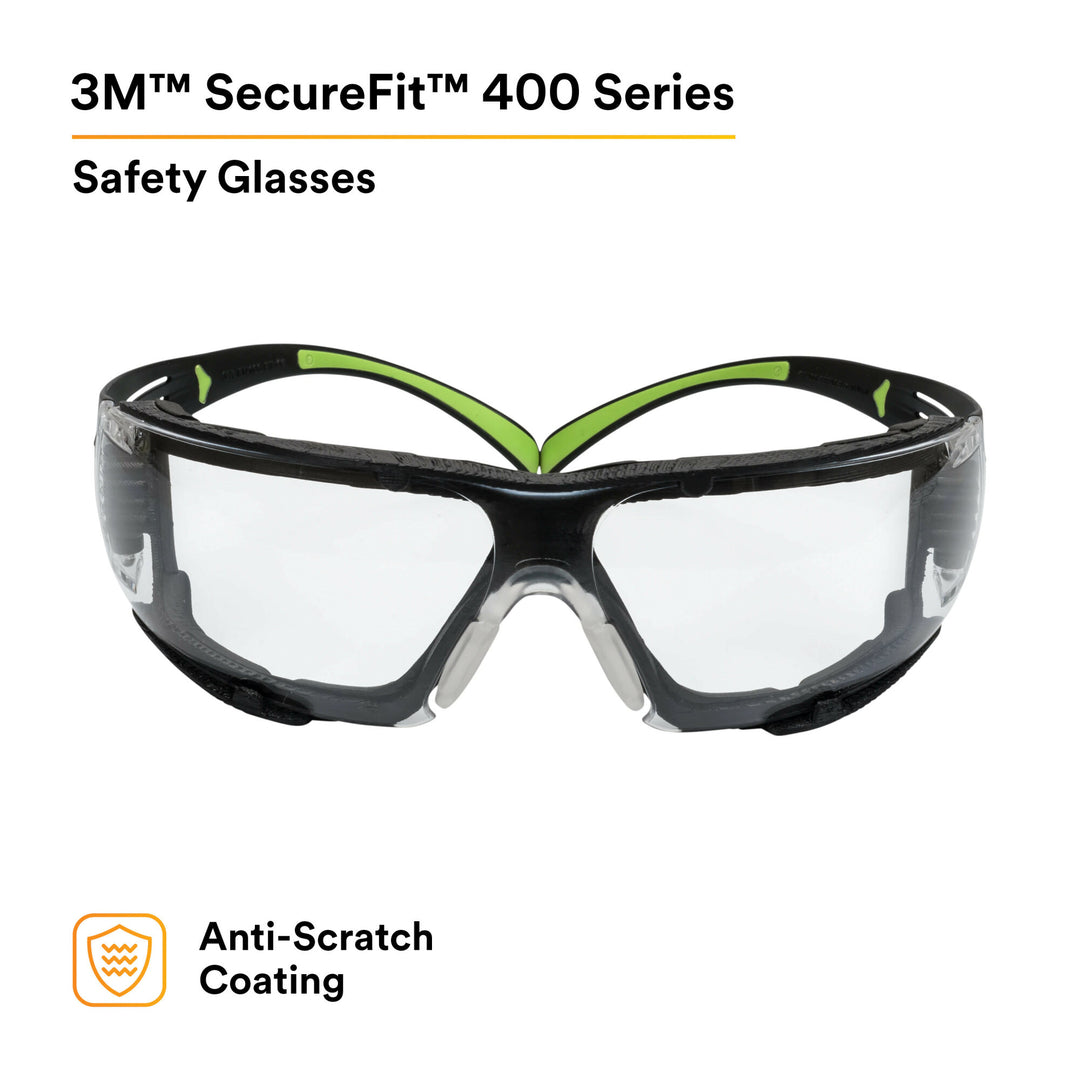 3M SecureFit Protective Eyewear SF410AS-FM, Indoor/Outdoor MirrorLens, Foam