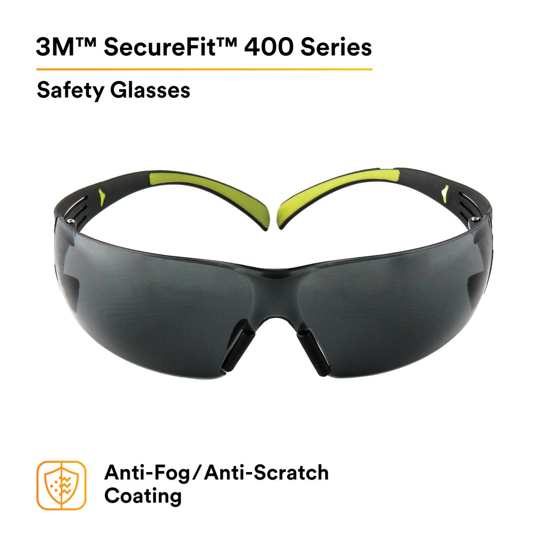 3M SecureFit Protective Eyewear SF402AF, Gray Anti-fog Lens