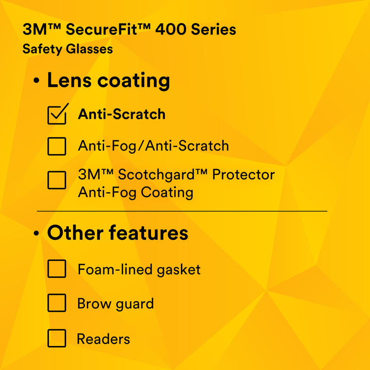 3M SecureFit Protective Eyewear SF410AS, Indoor/Outdoor Mirror Lens
