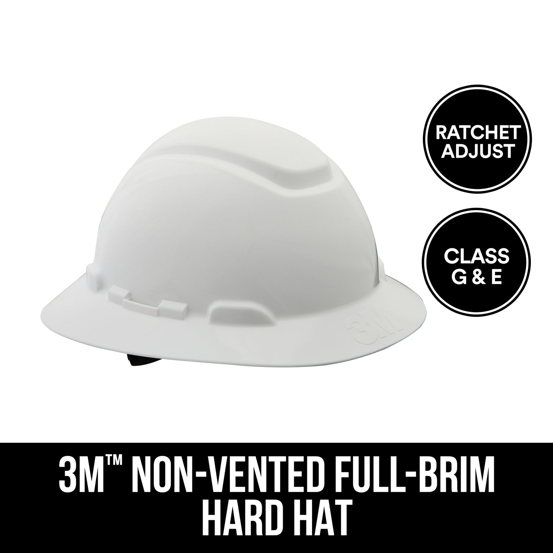 3M Full Brim Non Vented Hard Hat with Ratchet Adjustment CHH FB R W6 P Haus of Tools