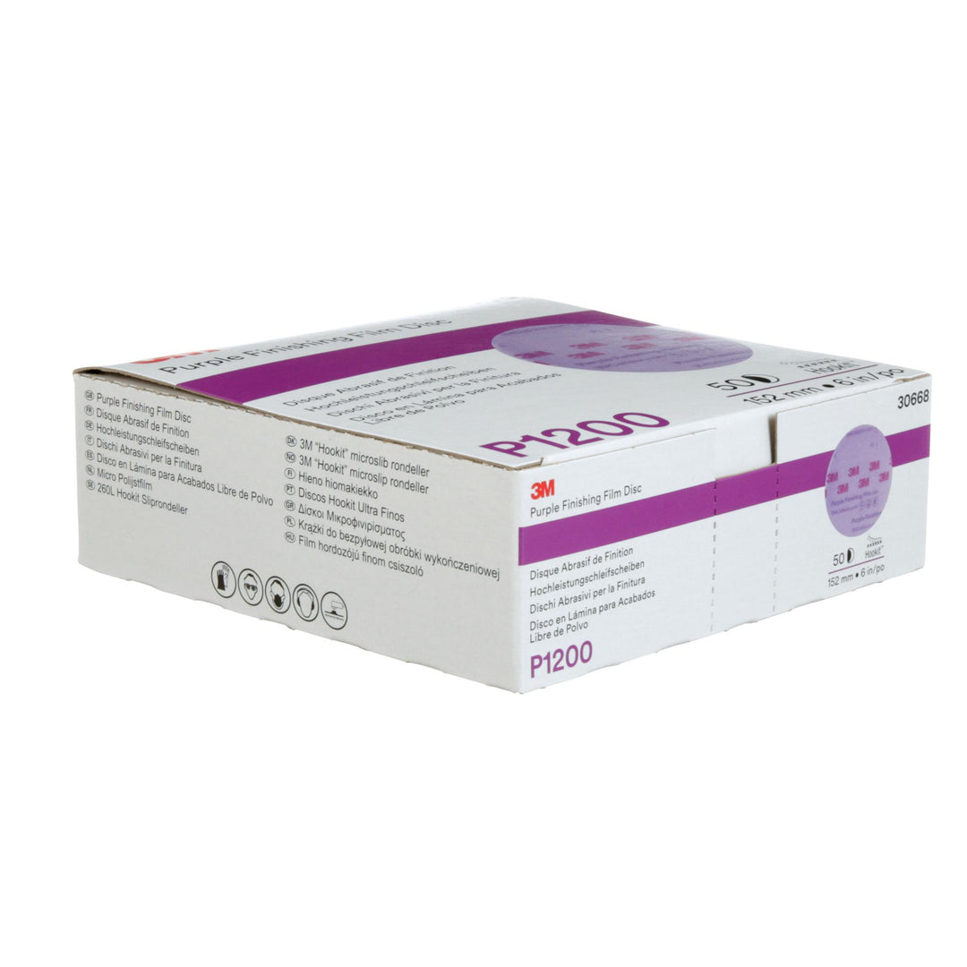 3M Hookit Purple Finishing Film Abrasive Disc 260L, 30668, 6 in,
P1200