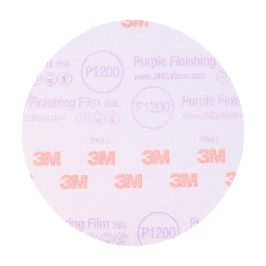 3M Hookit Purple Finishing Film Abrasive Disc 260L, 30668, 6 in,
P1200