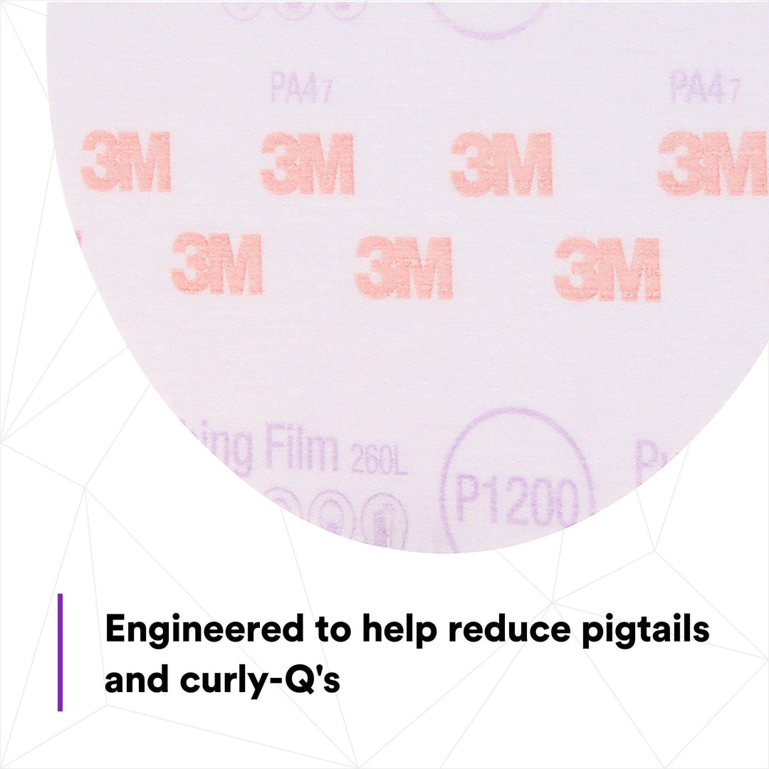 3M Hookit Purple Finishing Film Abrasive Disc 260L, 30668, 6 in,
P1200