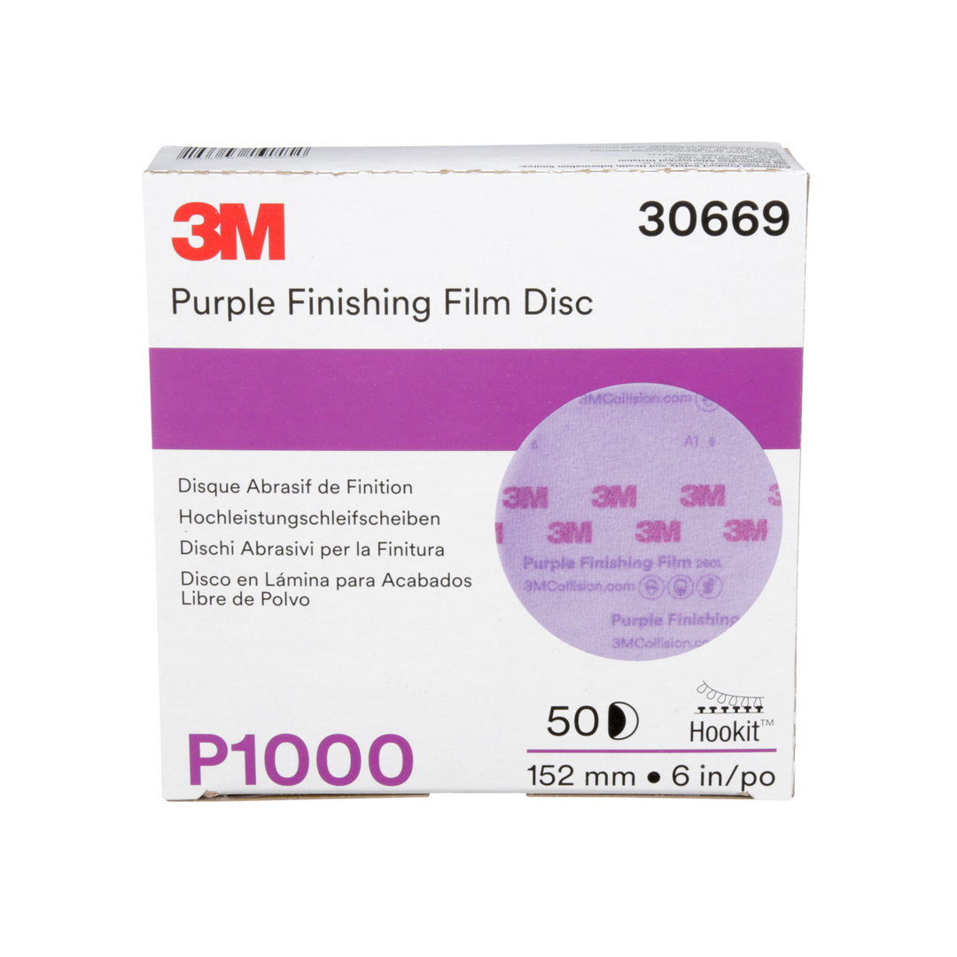 3M Hookit Purple Finishing Film Abrasive Disc 260L, 30669, 6 in,
P1000