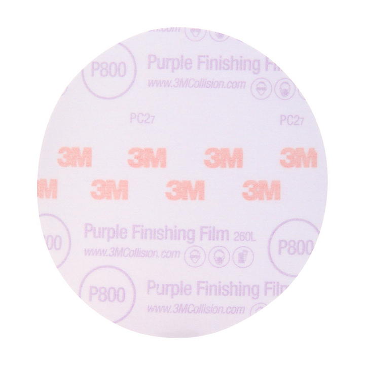 3M Hookit Purple Finishing Film Abrasive Disc 260L, 30670, 6 in, P800