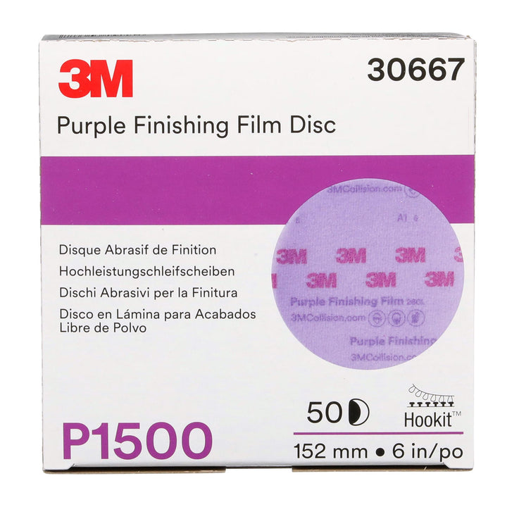 3M Hookit Purple Finishing Film Abrasive Disc 260L, 30667, 6 in,
P1500