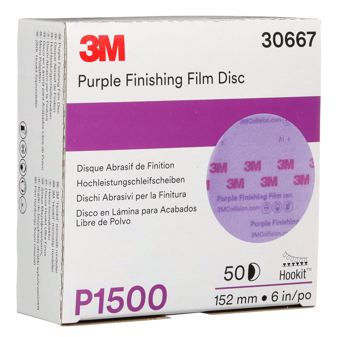 3M Hookit Purple Finishing Film Abrasive Disc 260L, 30667, 6 in,
P1500