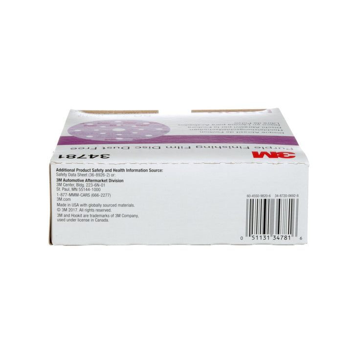 3M Hookit Purple Finishing Film Abrasive Disc 260L, 34781, 6 in, Dust
Free, P800