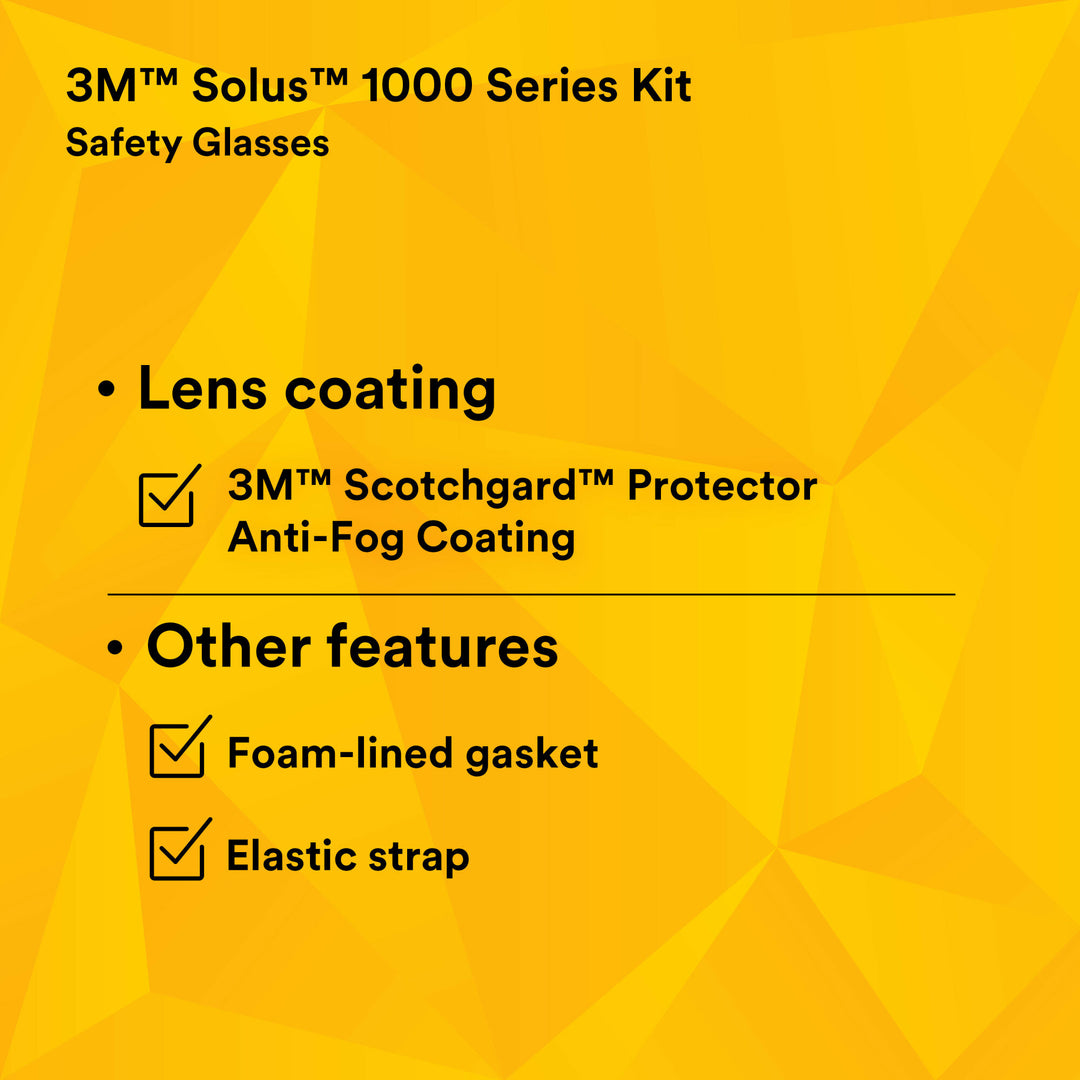 3M Solus 1000-Series Safety Glasses S1107SGAF-KT, Kit, Foam, Strap,BLU/BLK