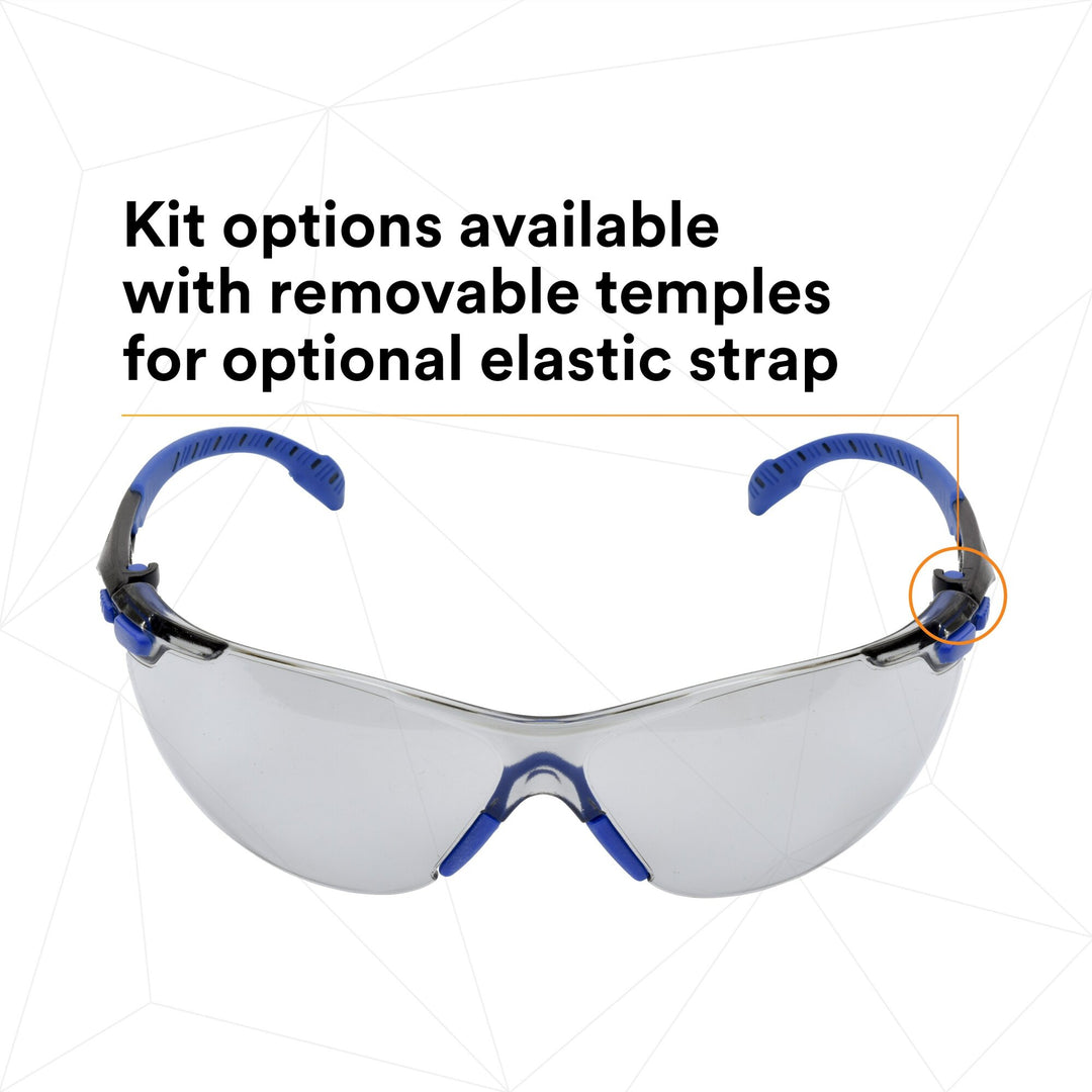 3M Solus 1000-Series Safety Glasses S1107SGAF-KT, Kit, Foam, Strap,BLU/BLK