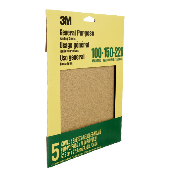 3M Aluminum Oxide Sandpaper Assorted Grit, 9005NA, 9 in x 11 in