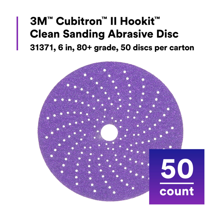 3M Cubitron II Hookit Clean Sanding Abrasive Disc, 31371, 6 in, 80+
grade