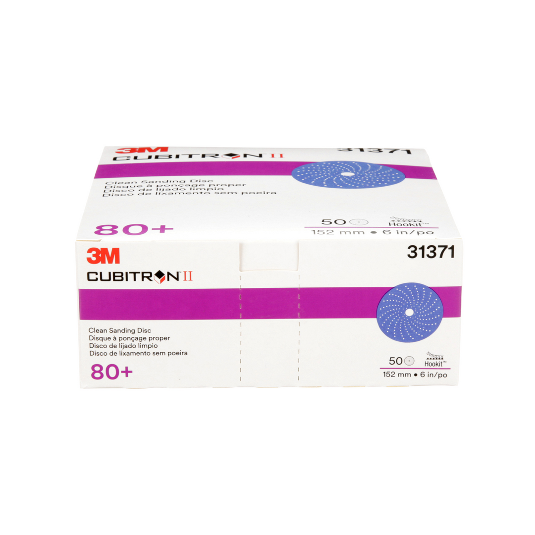 3M Cubitron II Hookit Clean Sanding Abrasive Disc, 31371, 6 in, 80+
grade