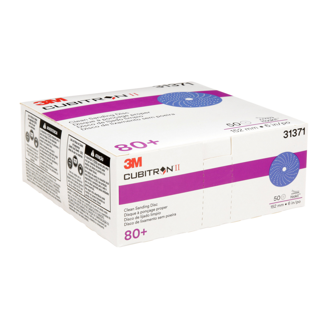 3M Cubitron II Hookit Clean Sanding Abrasive Disc, 31371, 6 in, 80+
grade