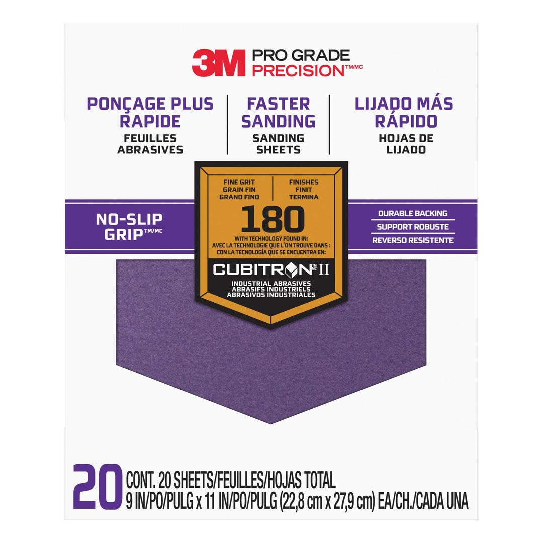 3M Pro Grade Precision Faster Sanding Sanding Sheets 180 grit Fine,
27180TRI-20