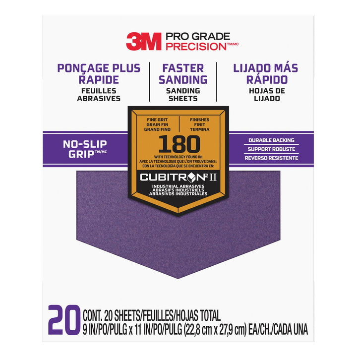 3M Pro Grade Precision Faster Sanding Sanding Sheets 180 grit Fine,
27180TRI-20