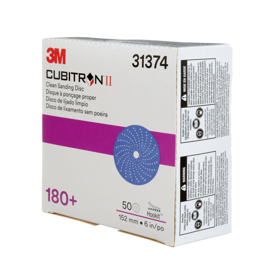 3M Cubitron II Hookit Clean Sanding Abrasive Disc, 31374, 6 in, 180+
grade