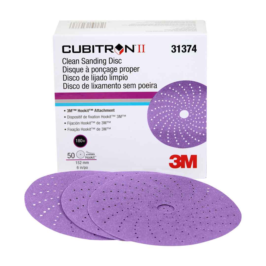 3M Cubitron II Hookit Clean Sanding Abrasive Disc, 31374, 6 in, 180+
grade