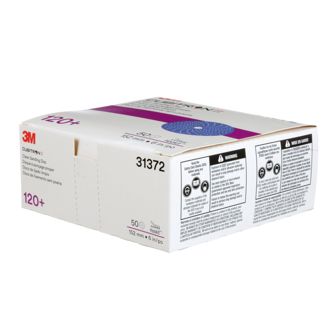 3M Cubitron II Hookit Clean Sanding Abrasive Disc, 31372, 6 in, 120+
grade