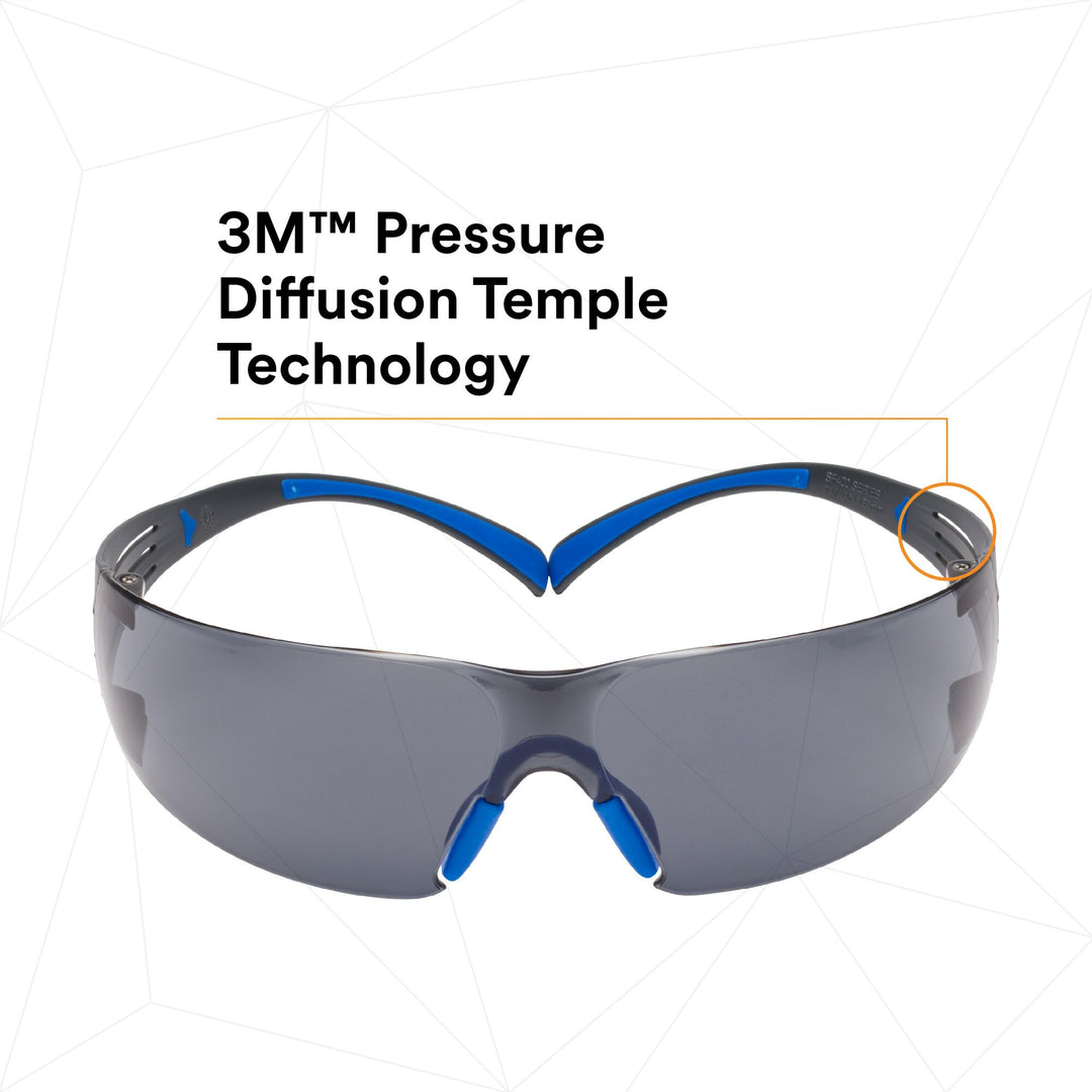 3M SecureFit Safety Glasses SF402SGAF-BLU, Blue/Gray