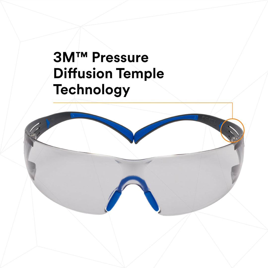 3M SecureFit Safety Glasses SF407SGAF-BLU, Blue/Gray