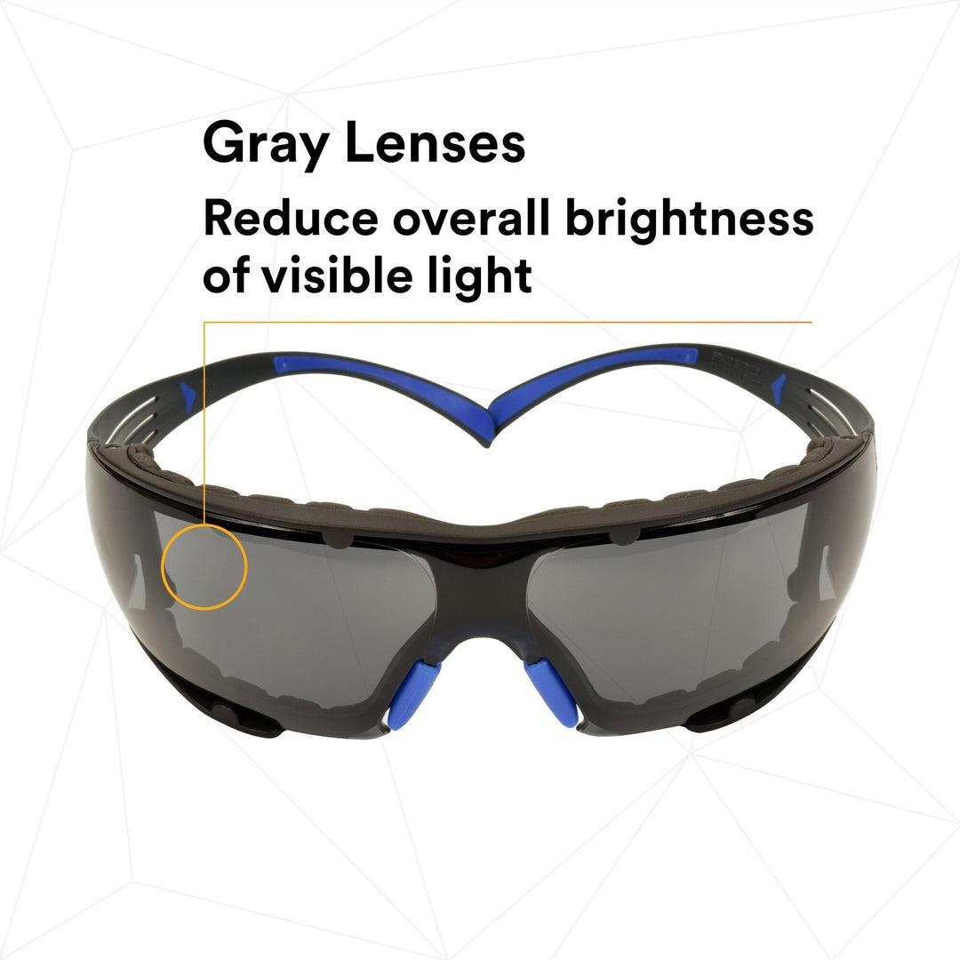 3M SecureFit Safety Glasses SF402SGAF-BLU-F, Blue/Gray