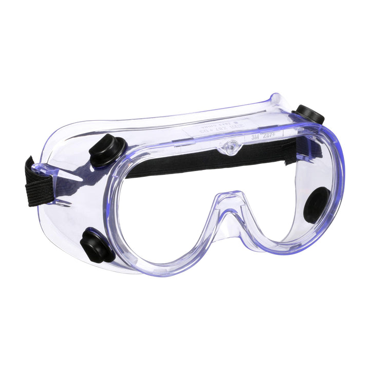 3M Goggle Chemical Splash, 91252H1-DC-10, Black Strap, Clear Lens
