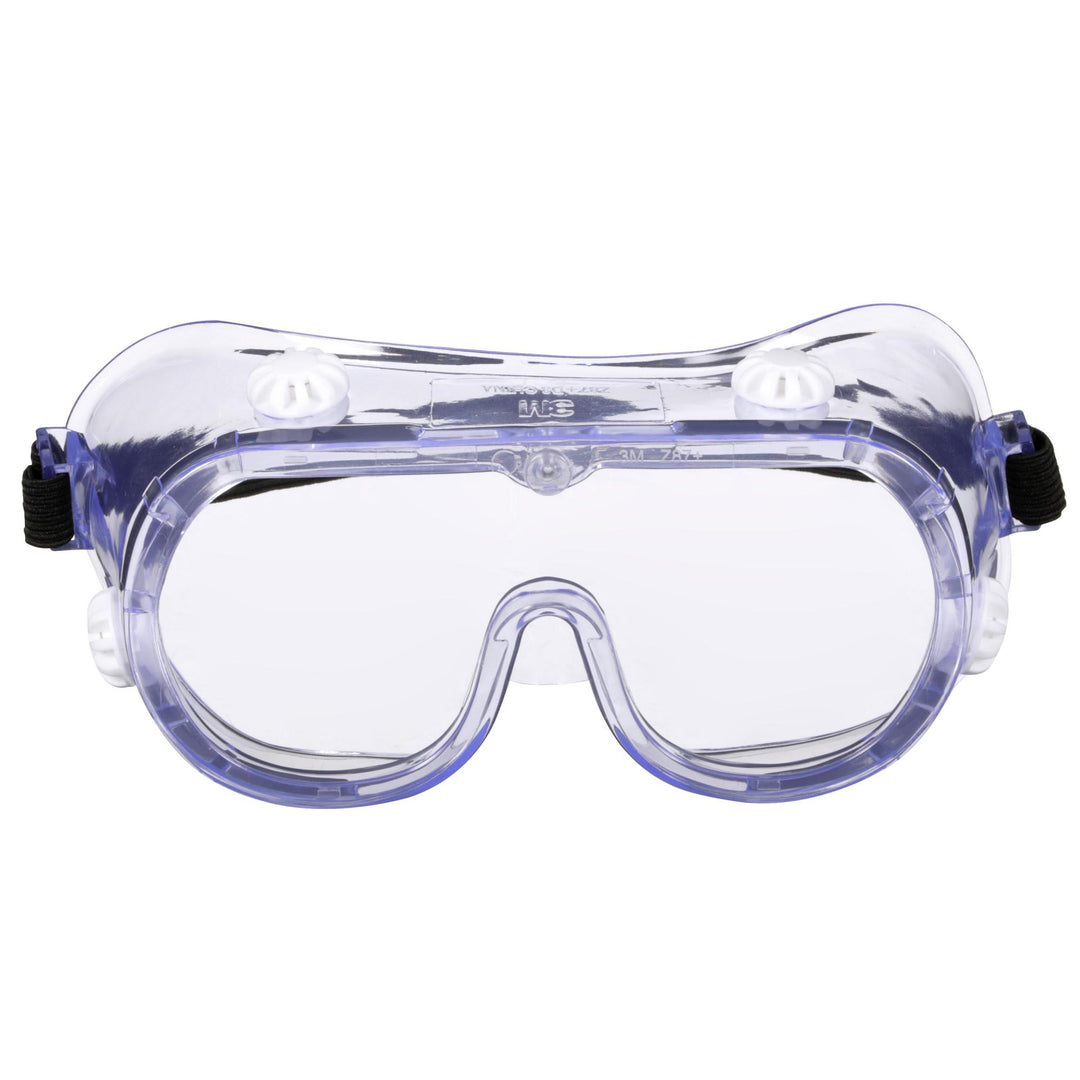 3M Goggle Chemical Splash, 91252H1-DC-10, Black Strap, Clear Lens