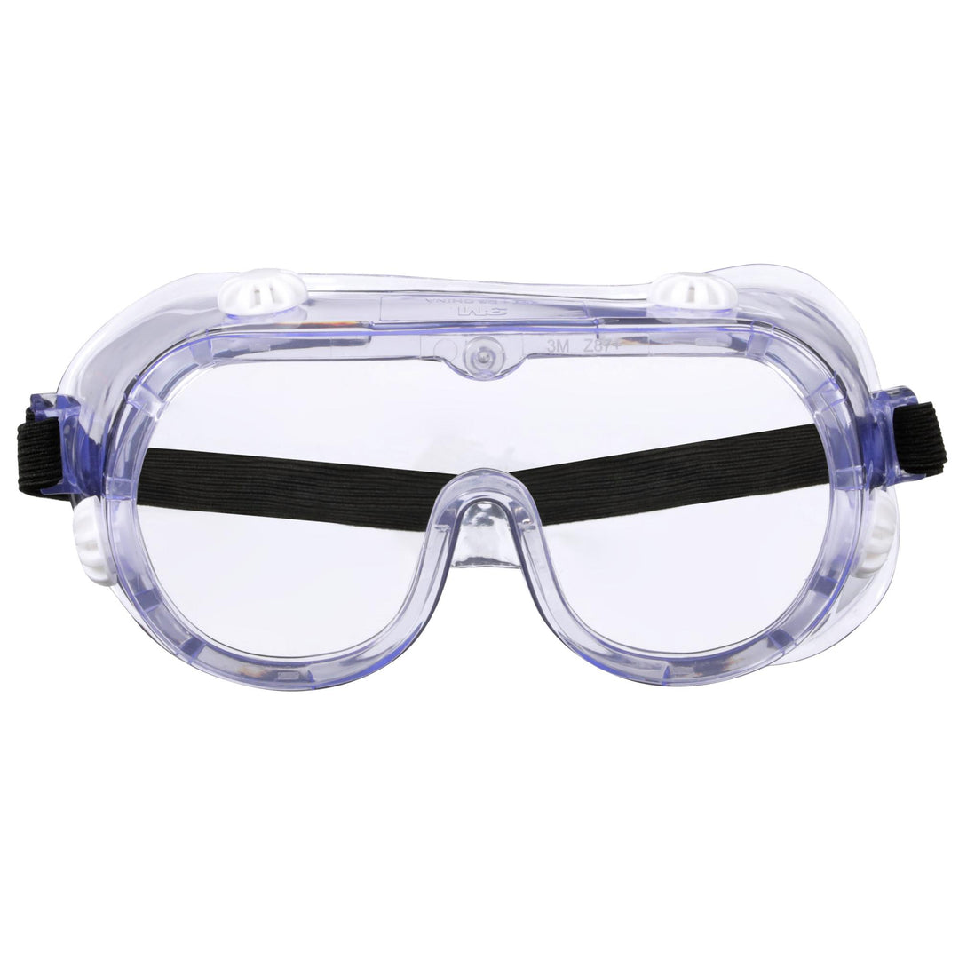 3M Goggle Chemical Splash, 91252H1-DC-10, Black Strap, Clear Lens