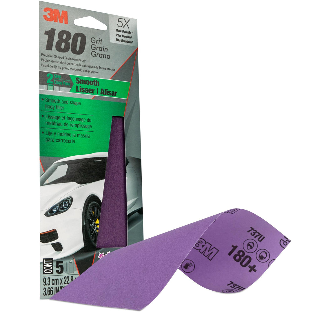 3M Precision Shaped Grain Sandpaper, 03077, 3 2/3 in x 9 in, 180 grit